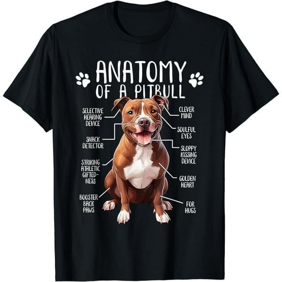 Funny Anatomy Pitbull Dog Cute Pittie Lover Pit Bull Owner T-Shirt