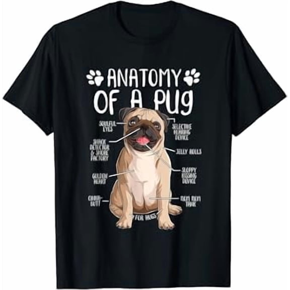 Funny Anatomy Pug Dog Pug Lover T-Shirt