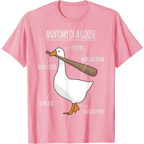 Funny Anatomy of a Goose Meme Humor Animal Softstyle Unisex T-Shirt Men Women Kids,Light Pink Color,Size YS