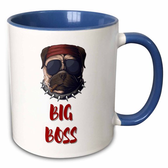3drose, Funny and Creative Image of Big Boss, 11oz Two-tone Blue Mug
