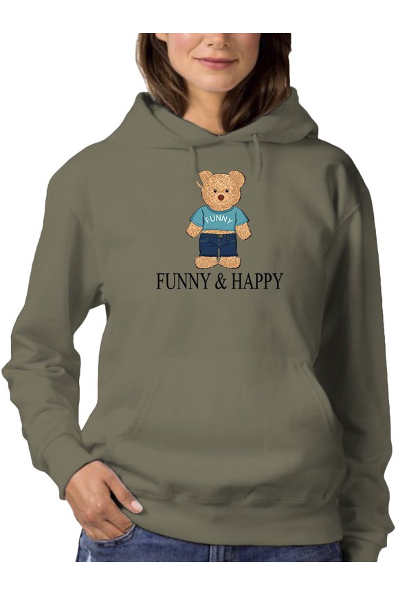 Funny And Happy Toy Bear Hoodie Women -Image by Shutterstock, Female 4X-Large