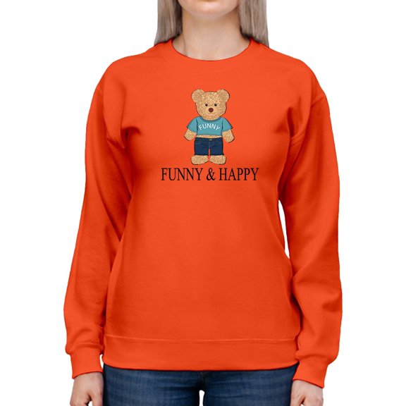Funny And Happy Toy Bear Sweatshirt Women -Image by Shutterstock, Female 5X-Large