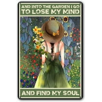 Funny "And Into The Garden I Go" Metal Sign: Women's Garden Gift for Yard, Backyard, Patio & Porch Decor, 12" x 8", (256)