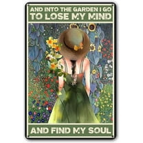 Funny "And Into The Garden I Go" Metal Sign: Women's Garden Gift for Yard, Backyard, Patio & Porch Decor, 12" x 8",