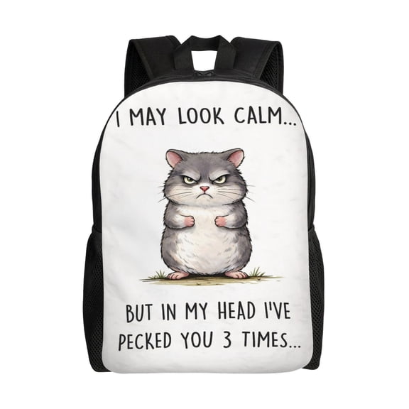 Funny Angry Cat Backpack Large Capacity Laptop Bag for Men and Women