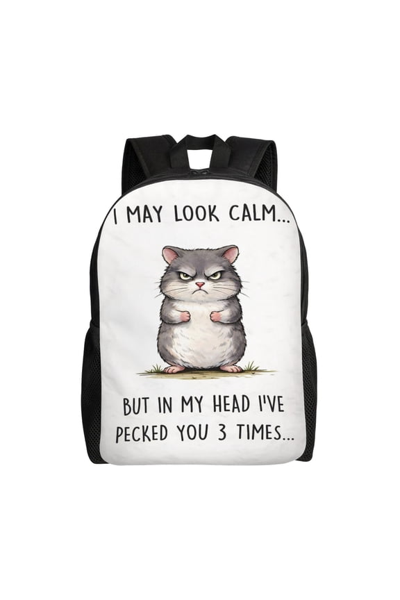 Funny Angry Cat Backpack Large Capacity Laptop Bag for Men and Women