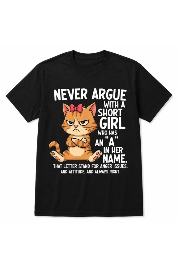 Funny Angry Cat Letter A Slogan Graphic T-Shirt, Unisex Classic Fit Cotton Tee