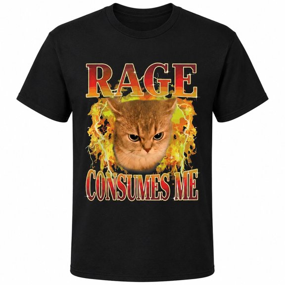 Funny Angry Cat Meme T-Shirt, Rage Consumes Me Graphic Tee, Unisex Classic Fit