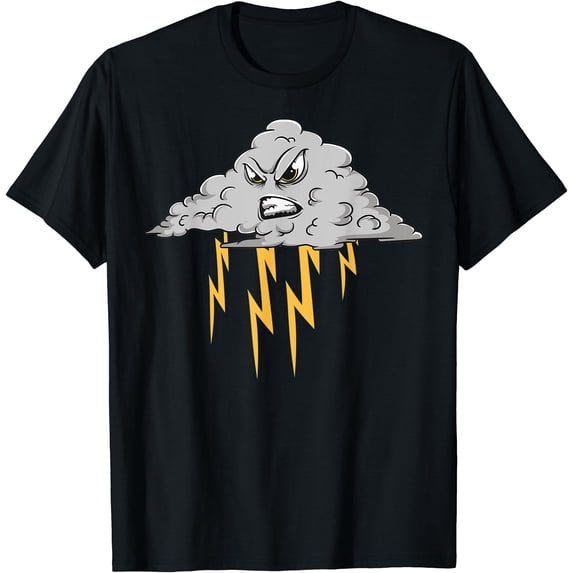 Funny Angry Cloud Causing Lightning Thunderstorm Weather T-Shirt ...