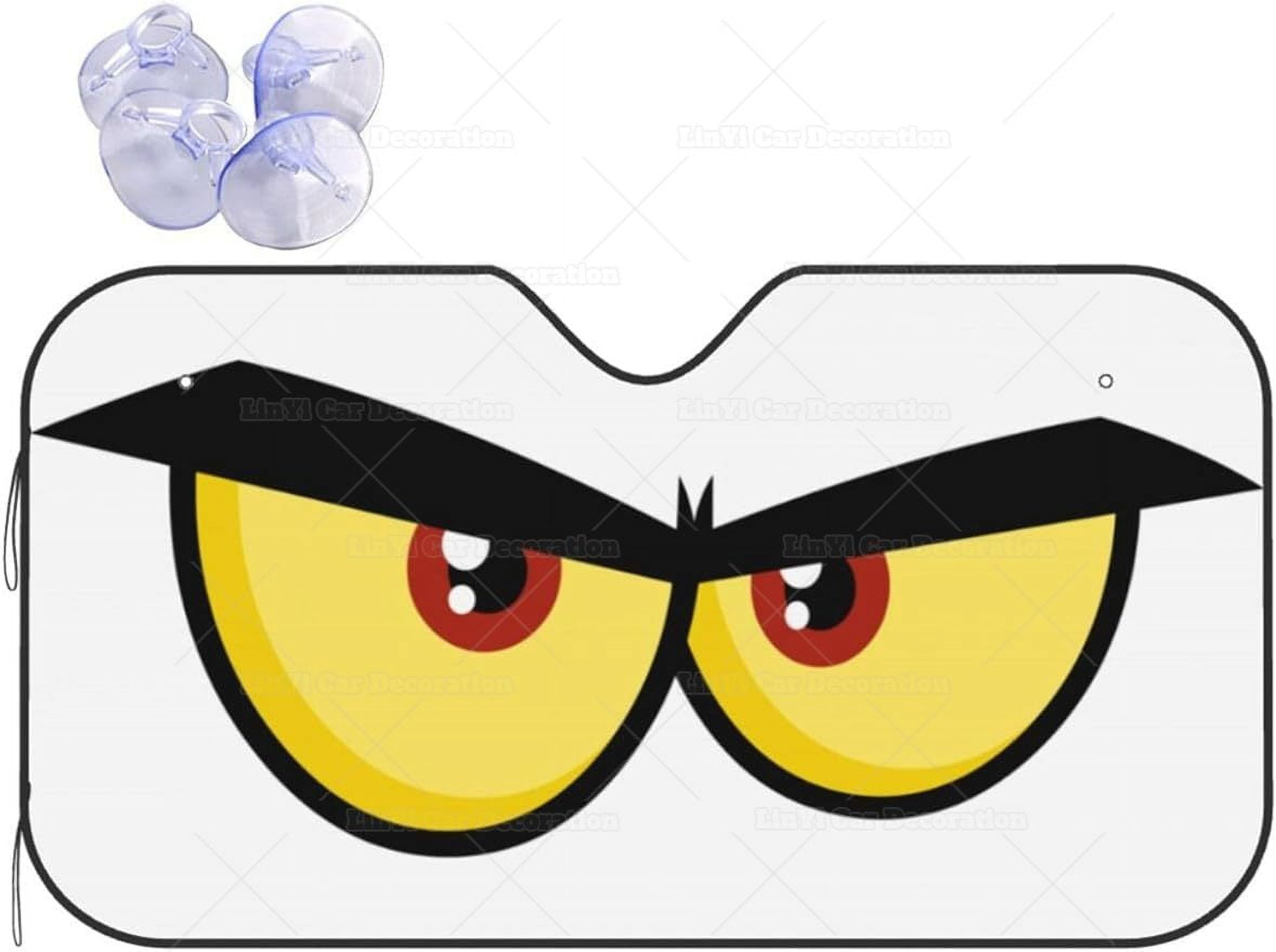 Funny Angry Evil Eyes Car Front Window Sunshade for Most Sedans SUV