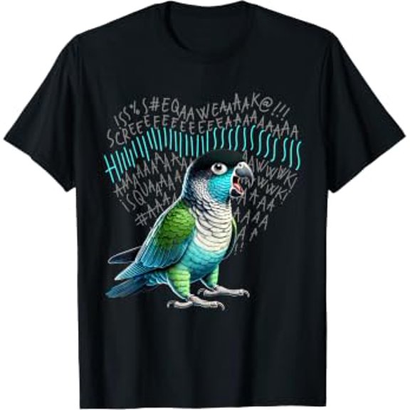 Funny Angry Turquoise Green Cheeked Conure Parrot Birding T-Shirt