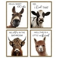 thumbnail image 1 of Funny Animal Cute Bathroom Signs Rustic Canvas Painting Farmhouse Artwork Wall Art Prints Guest Toilet Room Decor 11x14in4pcs Natural Framed, 1 of 6
