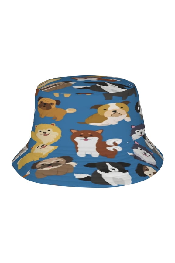 Funny Animal Dogs Pug Fisherman's Hat Lightweight and Breathable Sun Hat Suitable for Both Men and Women