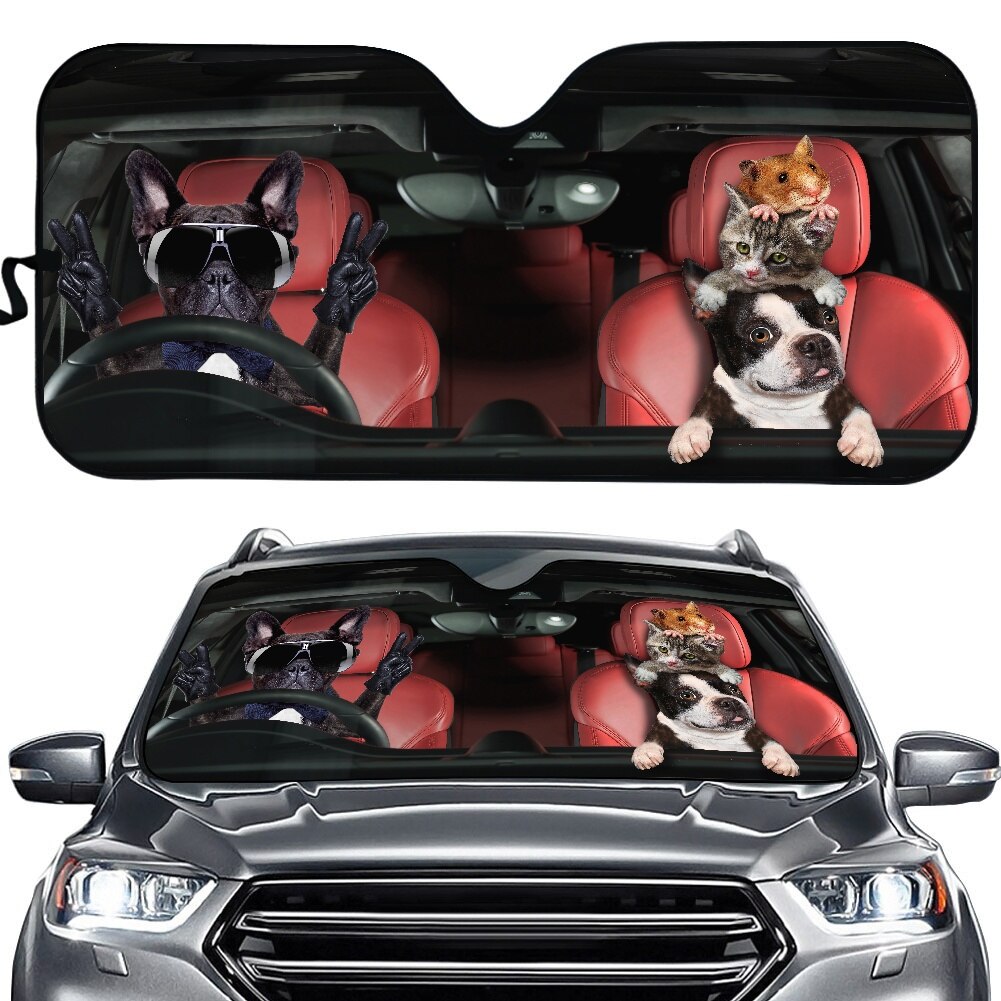 Funny Animal Driver Design Cute Pug Dog Print Car Front Window