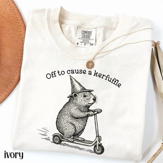 Funny Animal Graphic Comfort Colors T-Shirt – Playful Scooter Rodent Design, Casual Unisex Tee