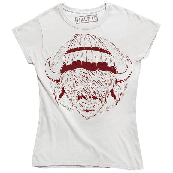 Funny Animal Hipster Buffalo Wearing A Beanie Women's T-Shirt