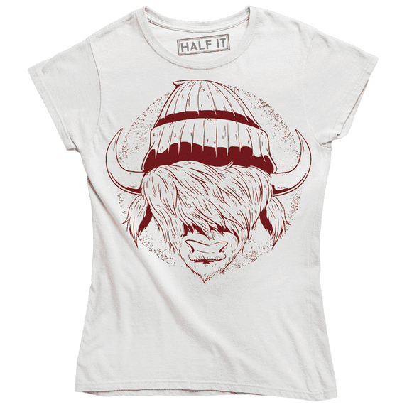 Funny Animal Hipster Buffalo Wearing A Beanie Women's T-Shirt
