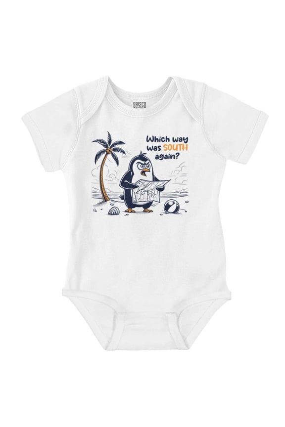 Funny Animal Joke Lost Penguin Humor Romper Boys or Girls Infant Baby Brisco Brands 12M