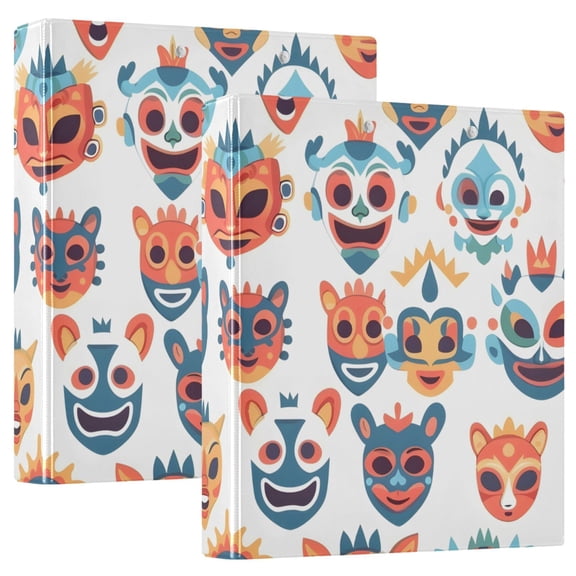 Funny Animal Masks Hardcover 3 Ring Binder 1.5” Round Rings Letter Size Paper Pockets for School Office Supplies