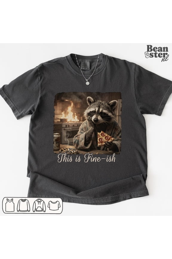 Funny Animal Meme Shirt This Is Fine Tshirt Silly Raccoon Pizza Tshirt Dark Humor Gift Pho