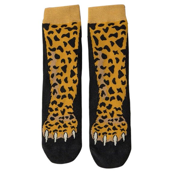 Funny Animal Paw Socks for Adults - Realistic Tiger, Leopard, Bear, Dinosaur Crew Socks - Novelty Costume & Party Accessory