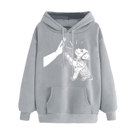 Funny Animal Print Hooded Sweatshirts for Women Fashion Casual Hoodies Baggy Long Sleeve Pullover Tops for Workout