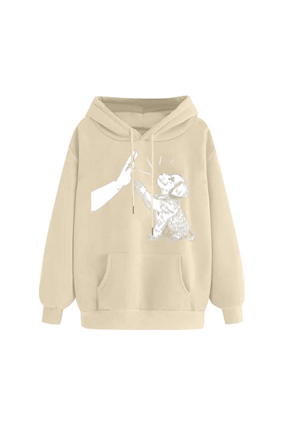 Funny Animal Print Hooded Sweatshirts for Women Fashion Casual Hoodies Baggy Long Sleeve Pullover Tops for Workout