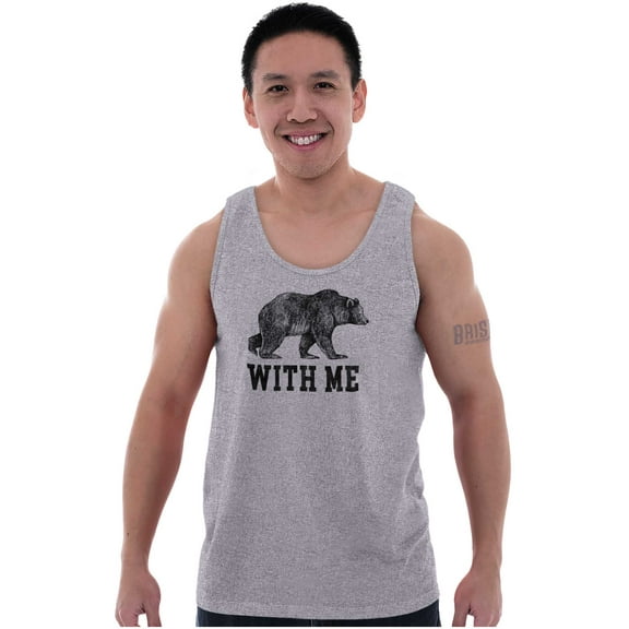 Funny Animal Pun Bear With Me Joke Plus Size Graphic Tank Top Brisco Brands 2X
