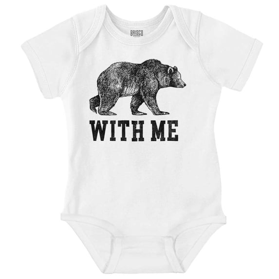 Funny Animal Pun Bear With Me Joke Romper Boys or Girls Infant Baby Brisco Brands NB