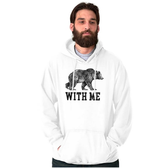 Funny Animal Pun Bear With Me Joke Unisex Plus Fleece Graphic Hoodie Brisco Brands 3X