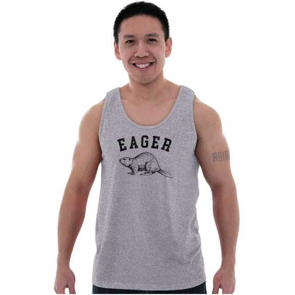 Funny Animal Pun Eager Beaver Joke Plus Size Graphic Tank Top Brisco Brands 3X