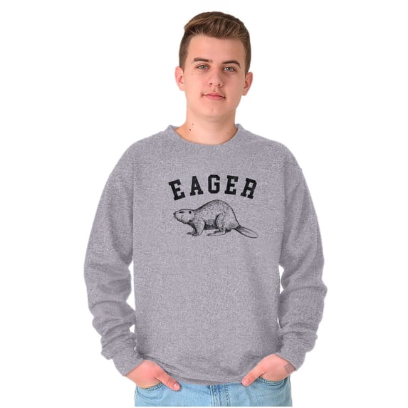 Funny Animal Pun Eager Beaver Joke Unisex Plus Fleece Graphic Sweatshirt Brisco Brands 5X