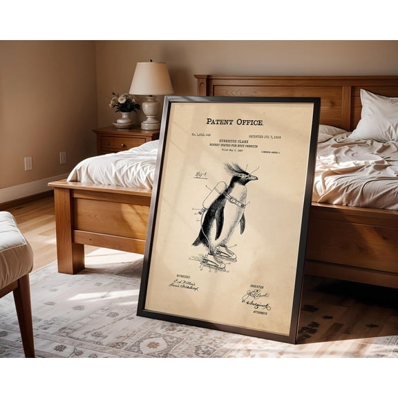 Funny Animal Quirky Patent Science Penguin Poster Unframed Paper Print