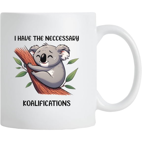 Funny Animal Quote Coffee Mug Sarcastic Animal Mugs – Cute & Witty Morning Tea Cup – Gift for Animal Lovers, Coffee Addicts, Office Humor Enthusiasts (I have the necessary koalifications)