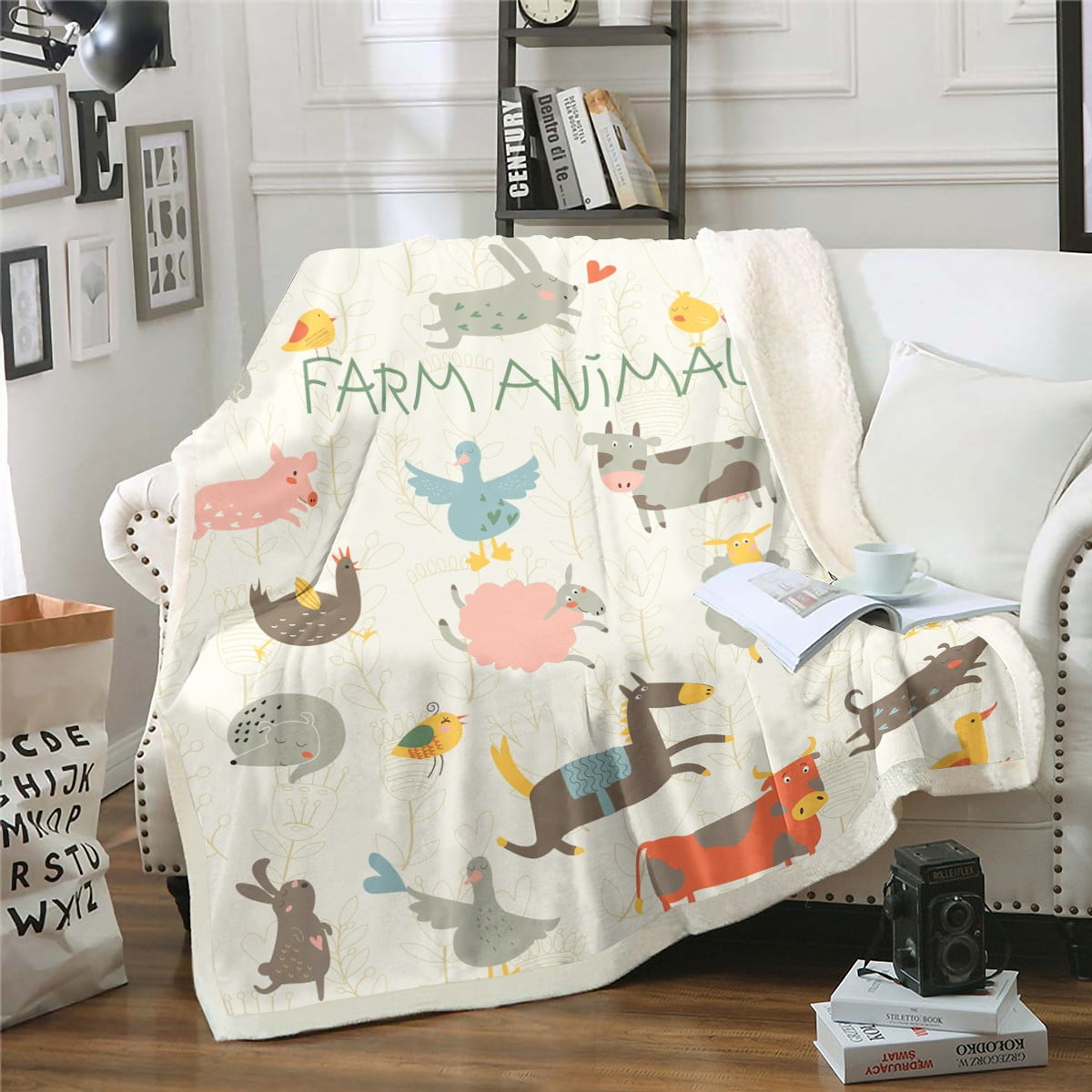 Funny Animal Sherpa Blanket Cute Duck Rabbit Pig Blanket, Farm Animal