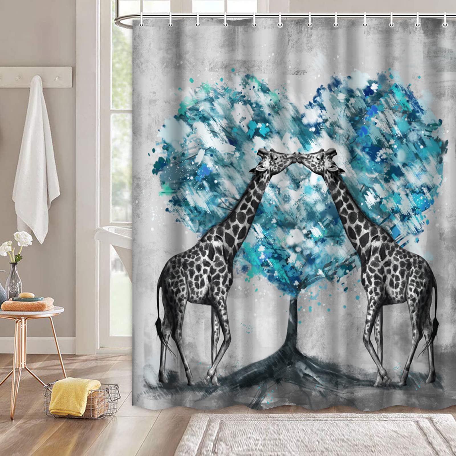 Funny Animal Shower Curtain Giraffe Jungle Safari Tropic African