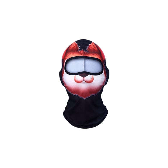 Funny Animal Ski Mask for Men with 3D Digital Print, Black Base and Red Squirrel Face, for Snowboarding