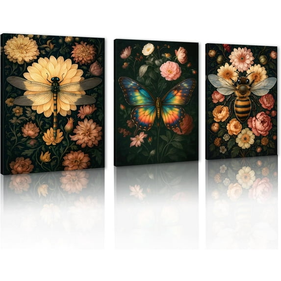 Funny Animal Wall Art Set Highland Cow Baby Canvas PrintDollars Painting Picture Money Abstract Wall Decor for Living Room Bedroom Kitchen Office Wall Decoration(Only canvas)