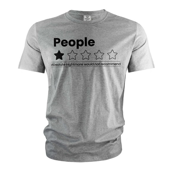 Funny Anti social T-shirt introvert people review sarcastic funny shirt (Large Grey)