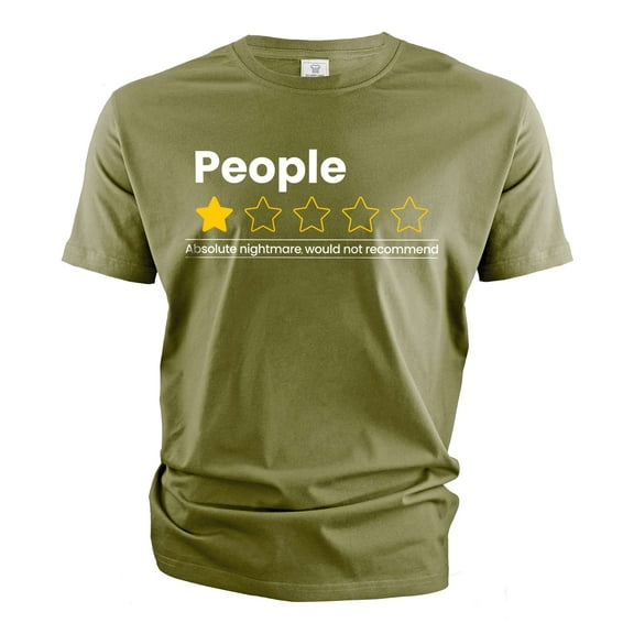 Funny Anti social T-shirt introvert people review sarcastic funny shirt (Small Military Green)