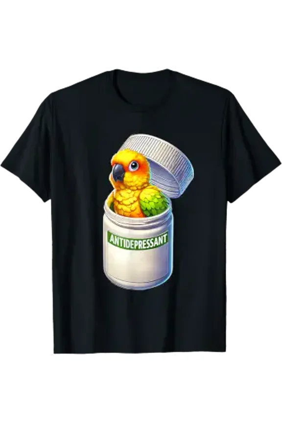 Funny Antidepressant Sun Conure Parrot Lover Meme T-Shirt