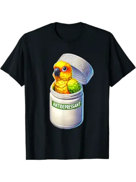 Funny Antidepressant Sun Conure Parrot Lover Meme T-Shirt