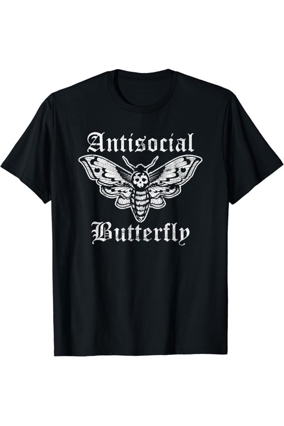 Funny Antisocial Butterfly_ Introvert Distressed Design Gift Unisex T-Shirt