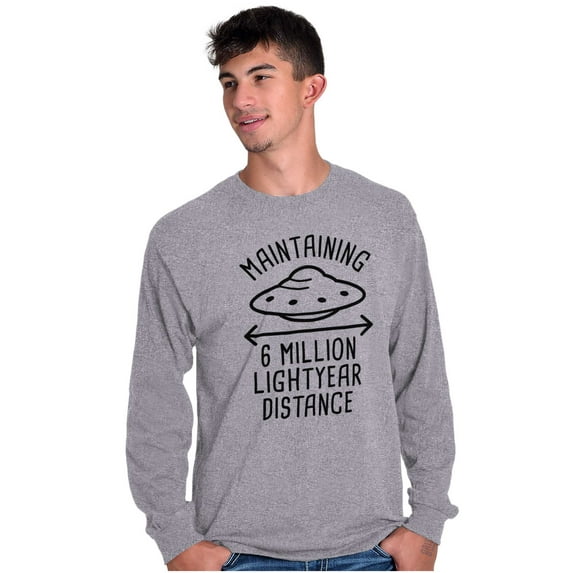 Funny Antisocial Social Distance UFO Long Sleeve TShirt Men Women Brisco Brands L