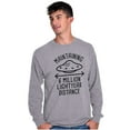 thumbnail image 1 of Funny Antisocial Social Distance UFO Plus Size Long Sleeve Graphic Tee Shirt Brisco Brands 2X, 1 of 5