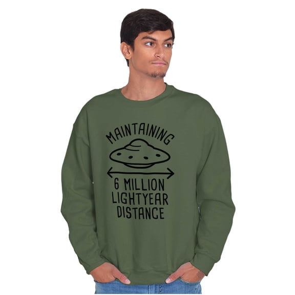 Funny Antisocial Social Distance UFO Sweatshirt for Men or Women Brisco Brands L