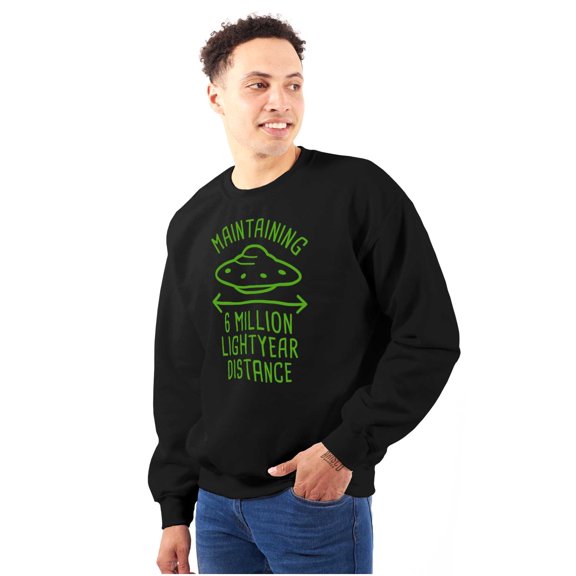 Funny Antisocial Social Distance UFO Sweatshirt for Men or Women Brisco Brands S