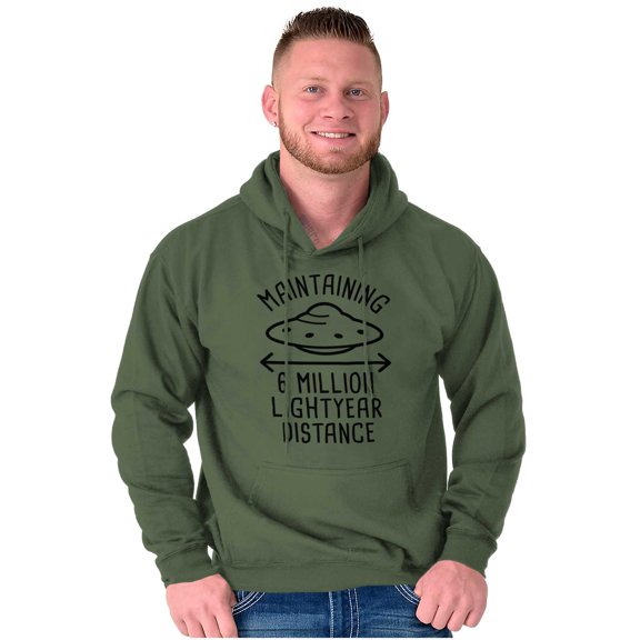 Funny Antisocial Social Distance UFO Unisex Plus Fleece Graphic Hoodie Brisco Brands 4X