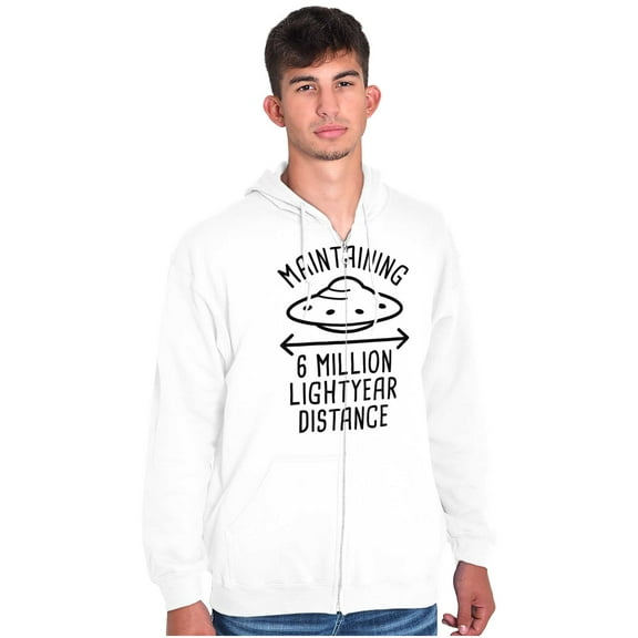 Funny Antisocial Social Distance UFO Zip Up Hoodie Men's Women's Brisco Brands M