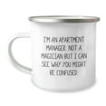 thumbnail image 1 of Funny Apartment Manager Gifts for Christmas - Enamel Camping Mug with I'm Not a Magician Quote, Unique Office Gift Ideas for Women, 1 of 4